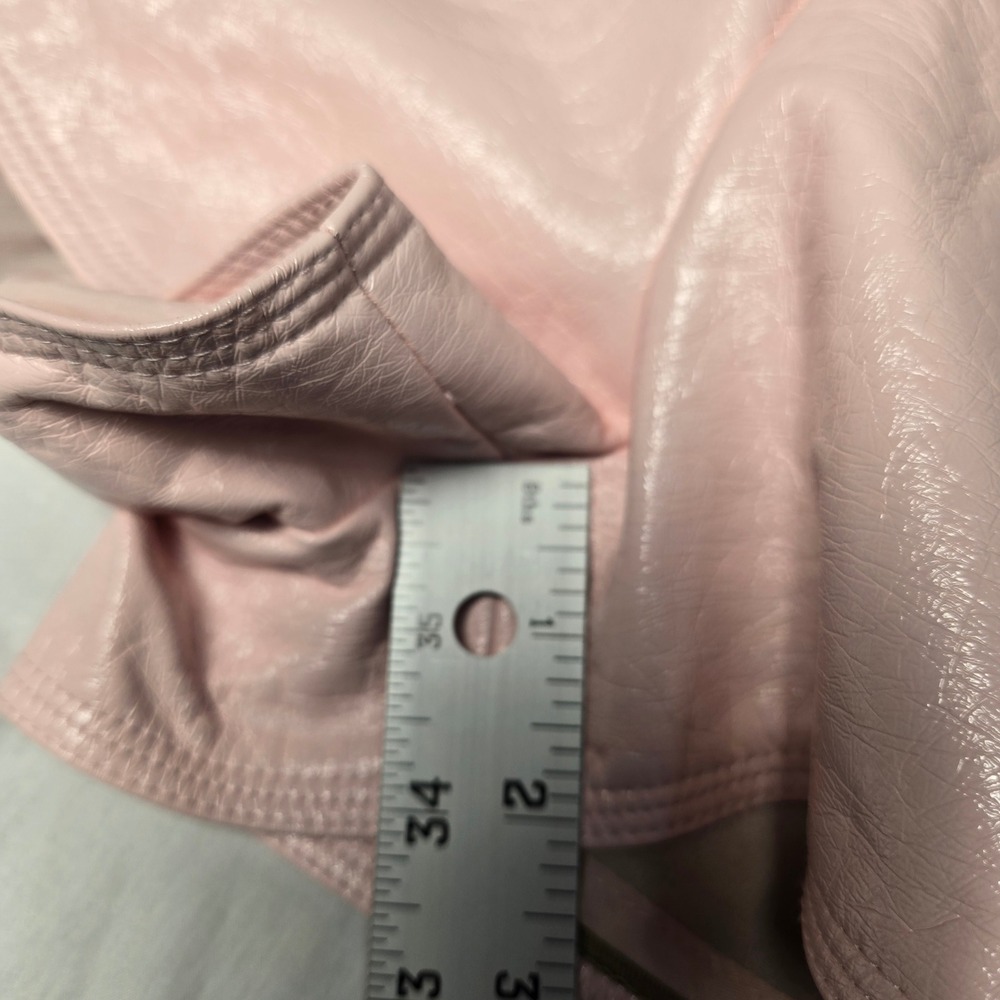 Grey Lab Shiny PU Shorts Light Pink Faux Leather High Waisted JJ1125P Size L NEW - Picture 5 of 10